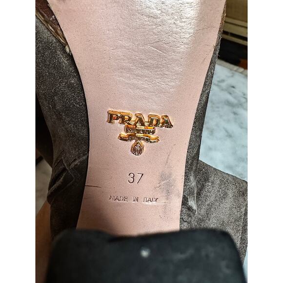 Prada Brown Suede Ankle Boot - Picture 5 of 7